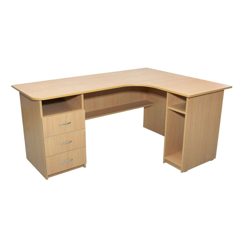 Стіл вчительський кутовий, з 3ма шухлядами, системний блок праворуч,АНШАР ГРУП (4007),1650х1216х750 мм.,матеріал – ЛДСП, 18мм